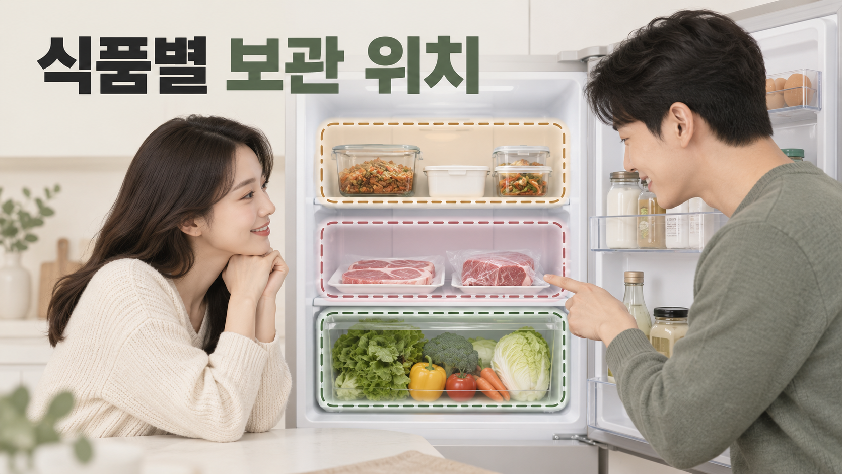 냉장고 식품별 보관 위치를 보여주는 카드